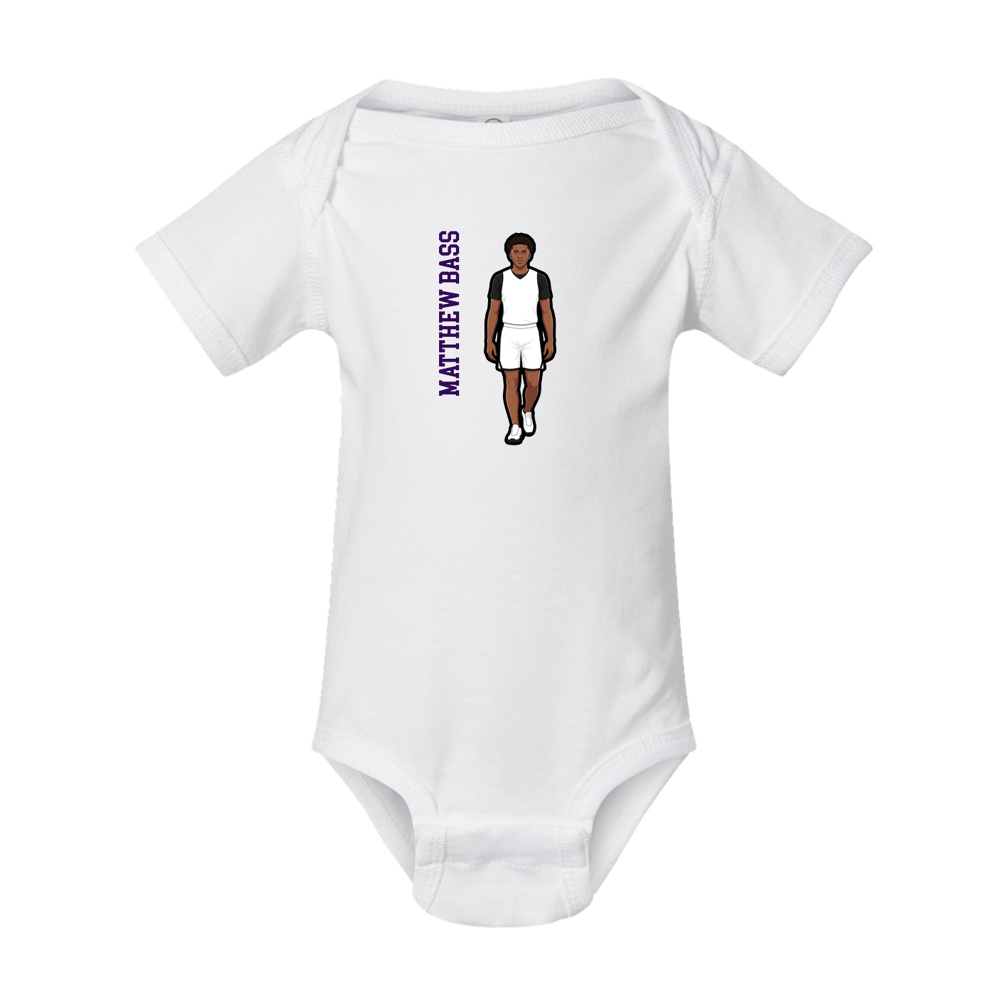 Baby Onesie — Name Vertical in White