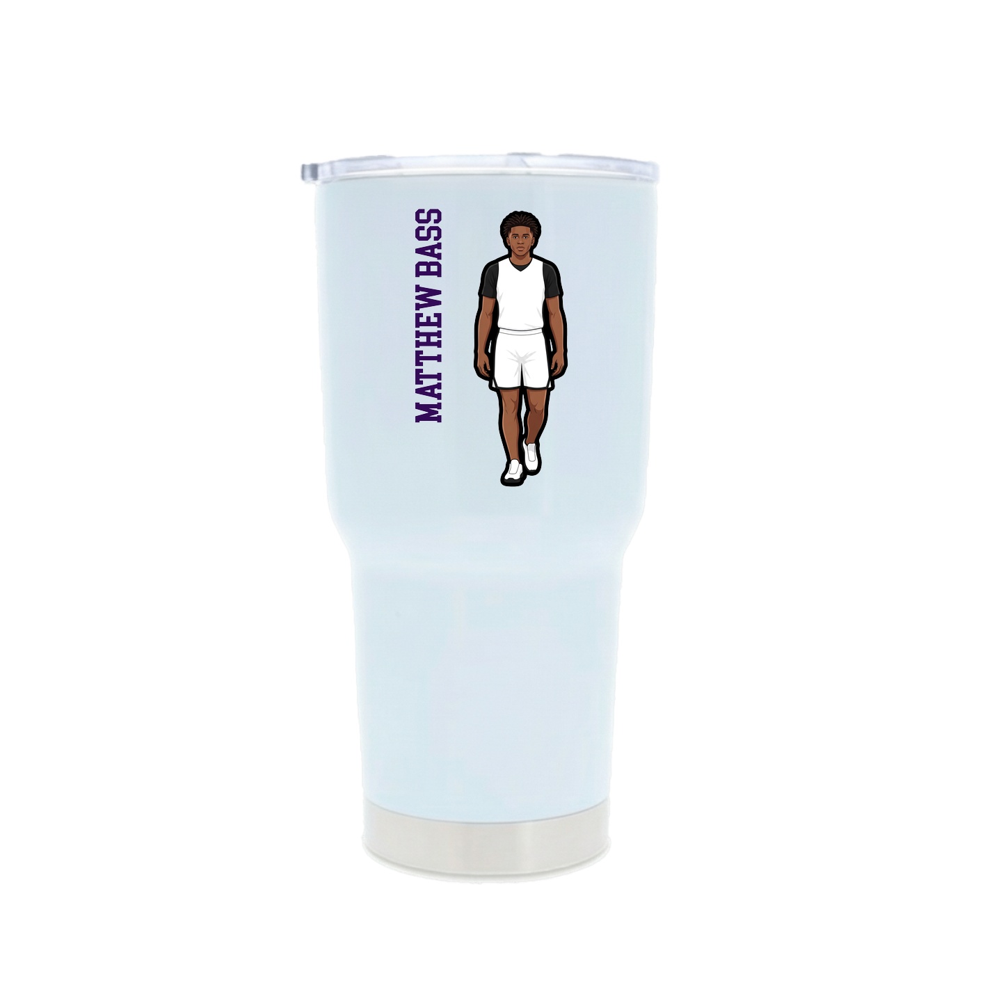 30oz Stainless Steel Tumbler — Name Vertical in White