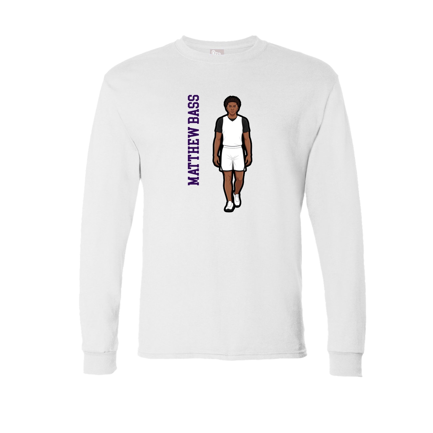Long Sleeve Tee — Name Vertical in White