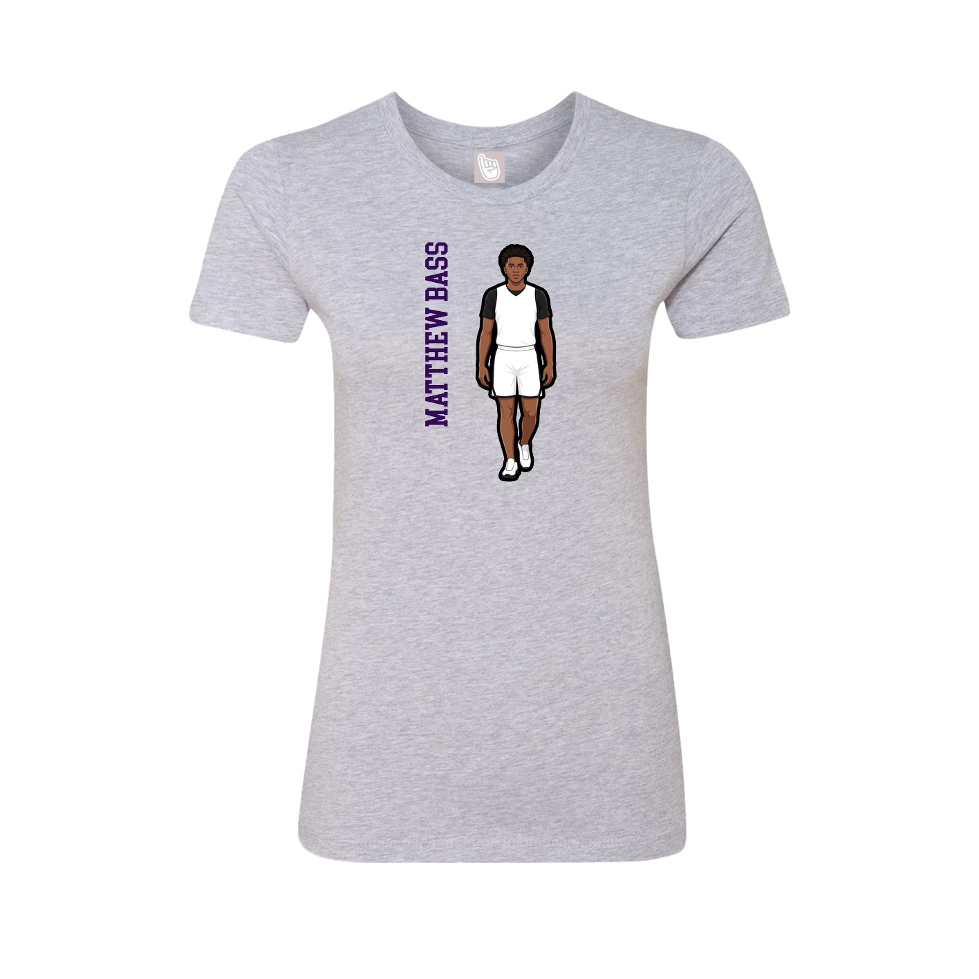 Womens Tee — Name Vertical in Grey