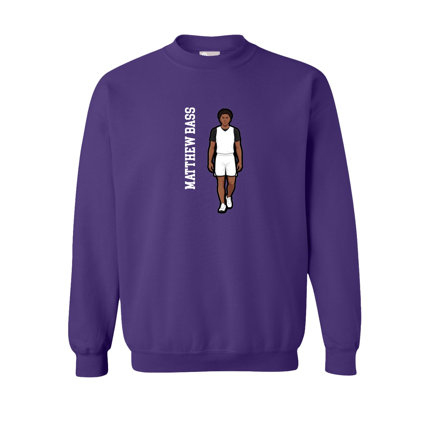 Fleece Crew — Name Vertical in Purple