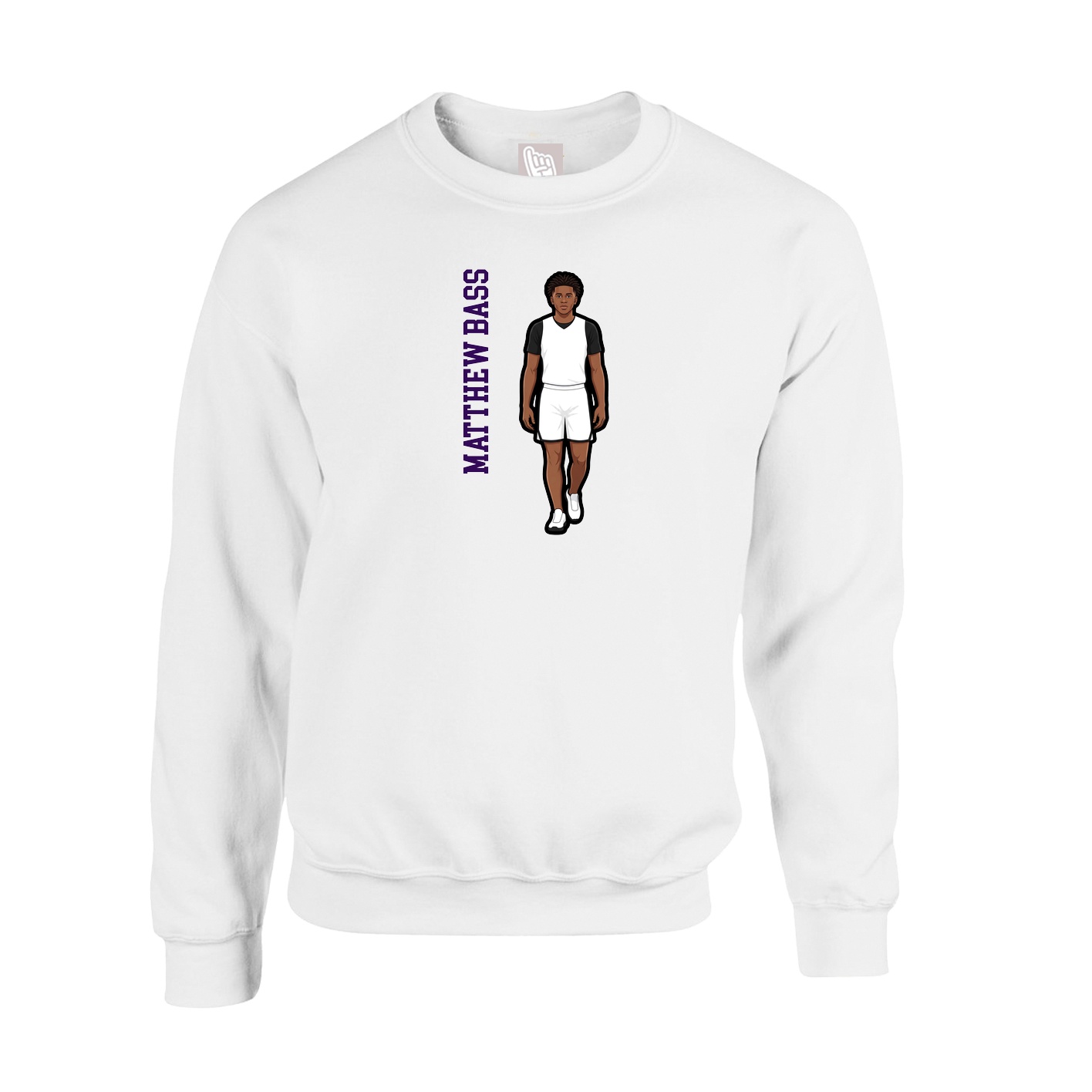 Fleece Crew — Name Vertical in White
