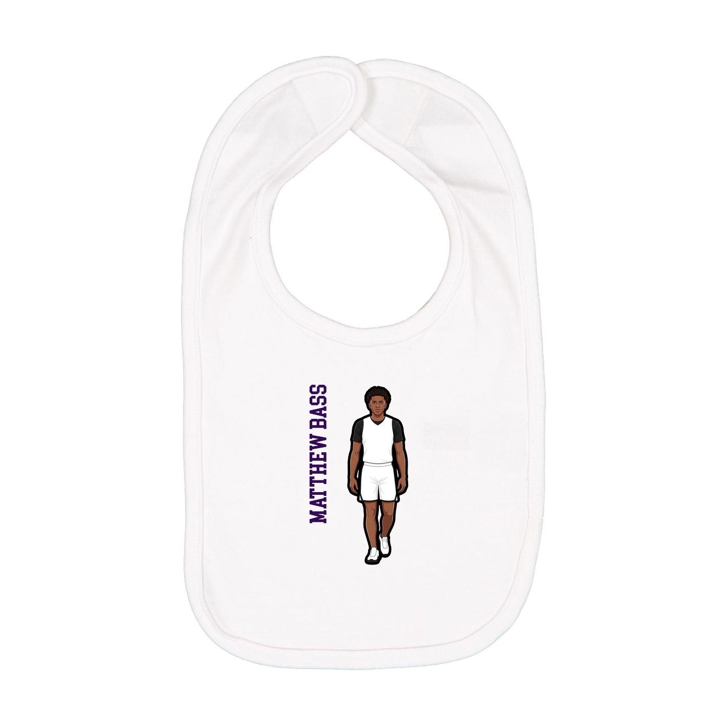 Infant Bib — Name Vertical in White