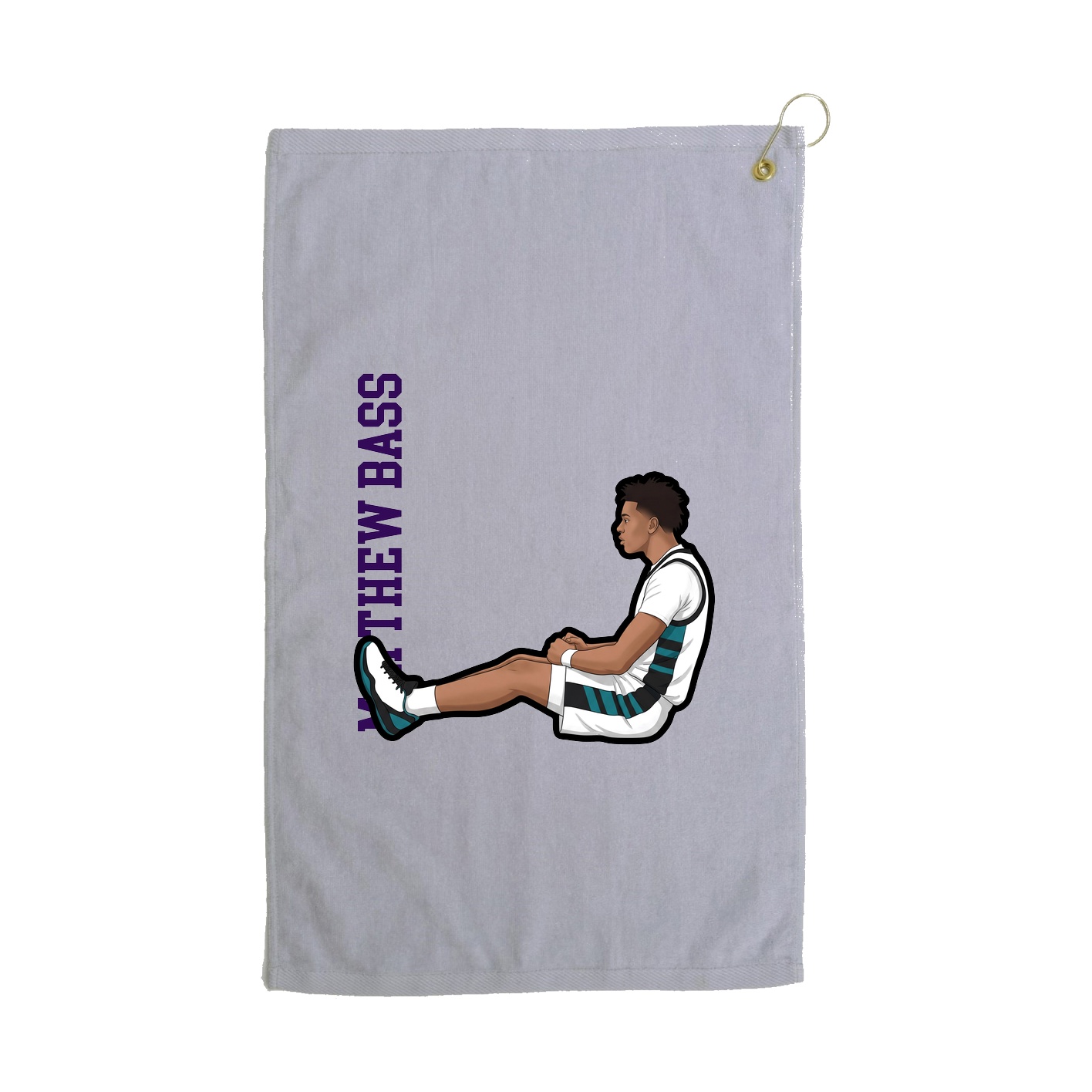 Golf Towel — Name Vertical in Grey
