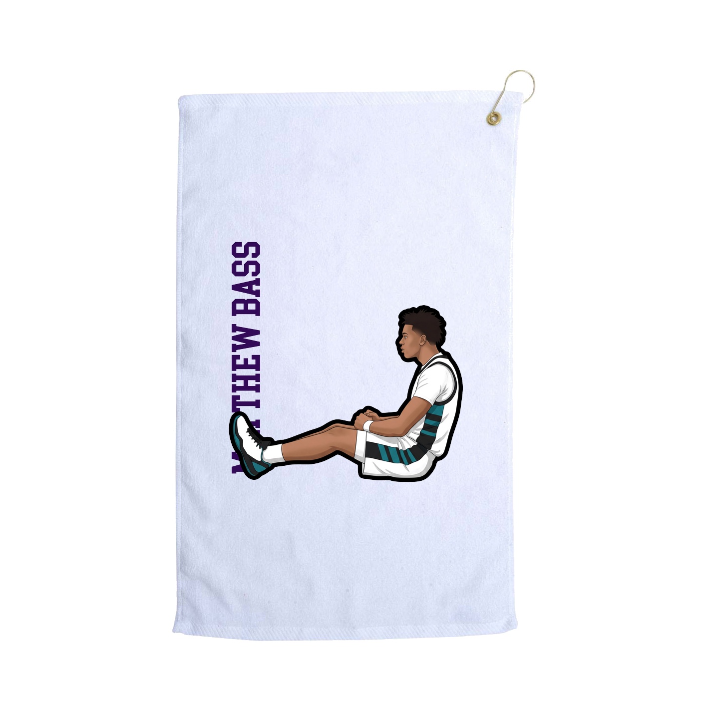 Golf Towel — Name Vertical in White