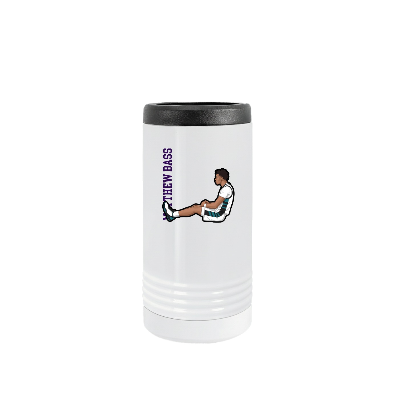 Slim Beverage Holder — Name Vertical in White