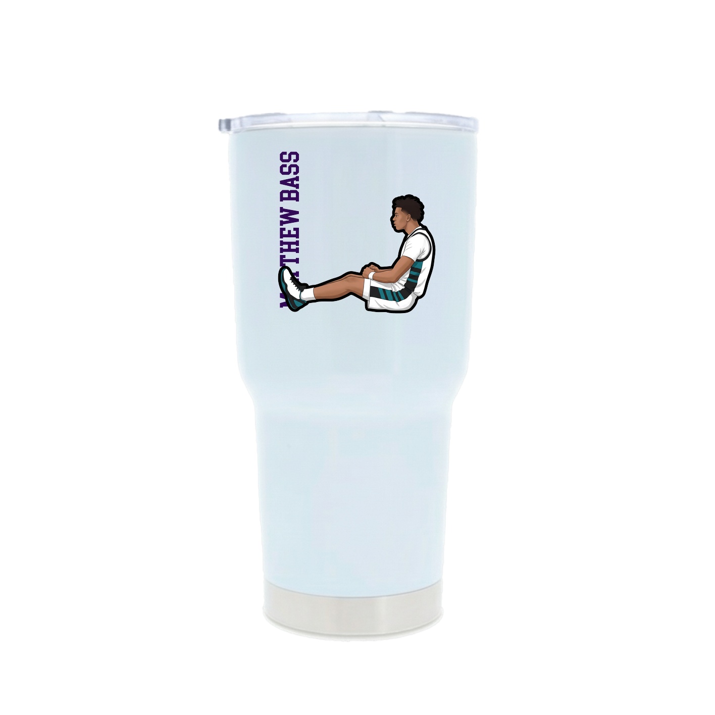 30oz Stainless Steel Tumbler — Name Vertical in White
