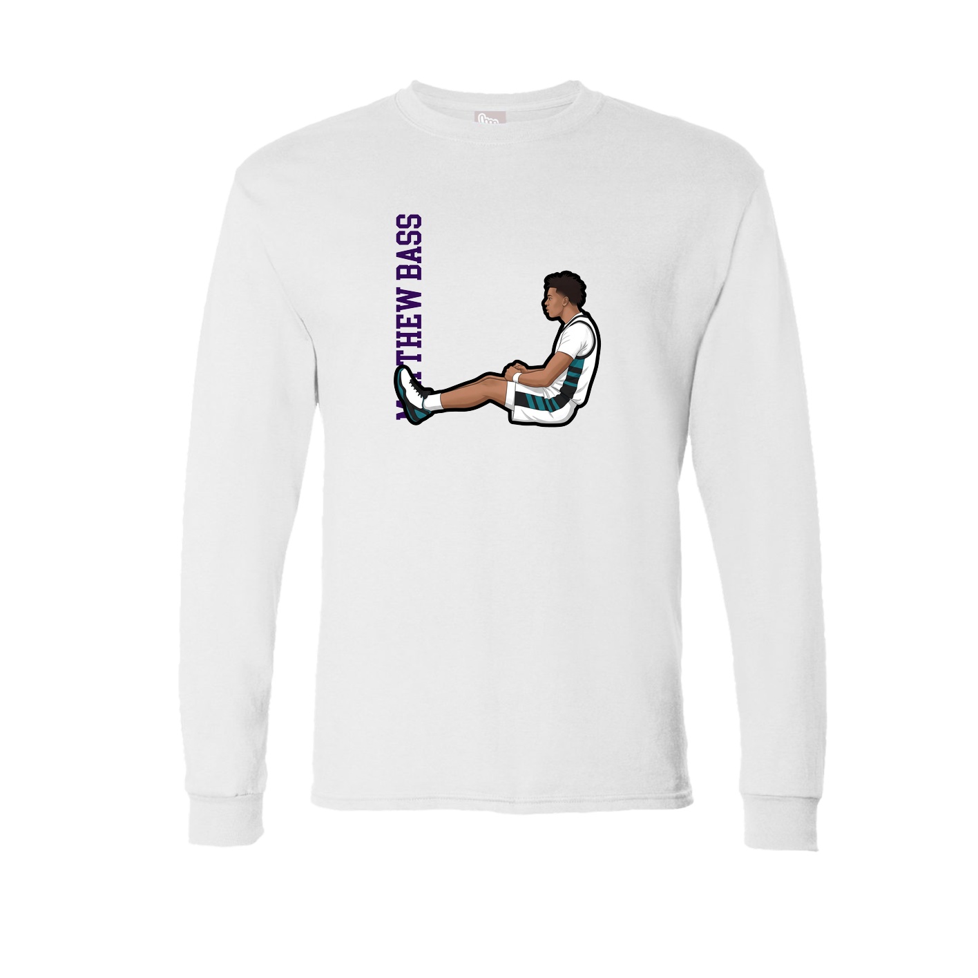 Long Sleeve Tee — Name Vertical in White