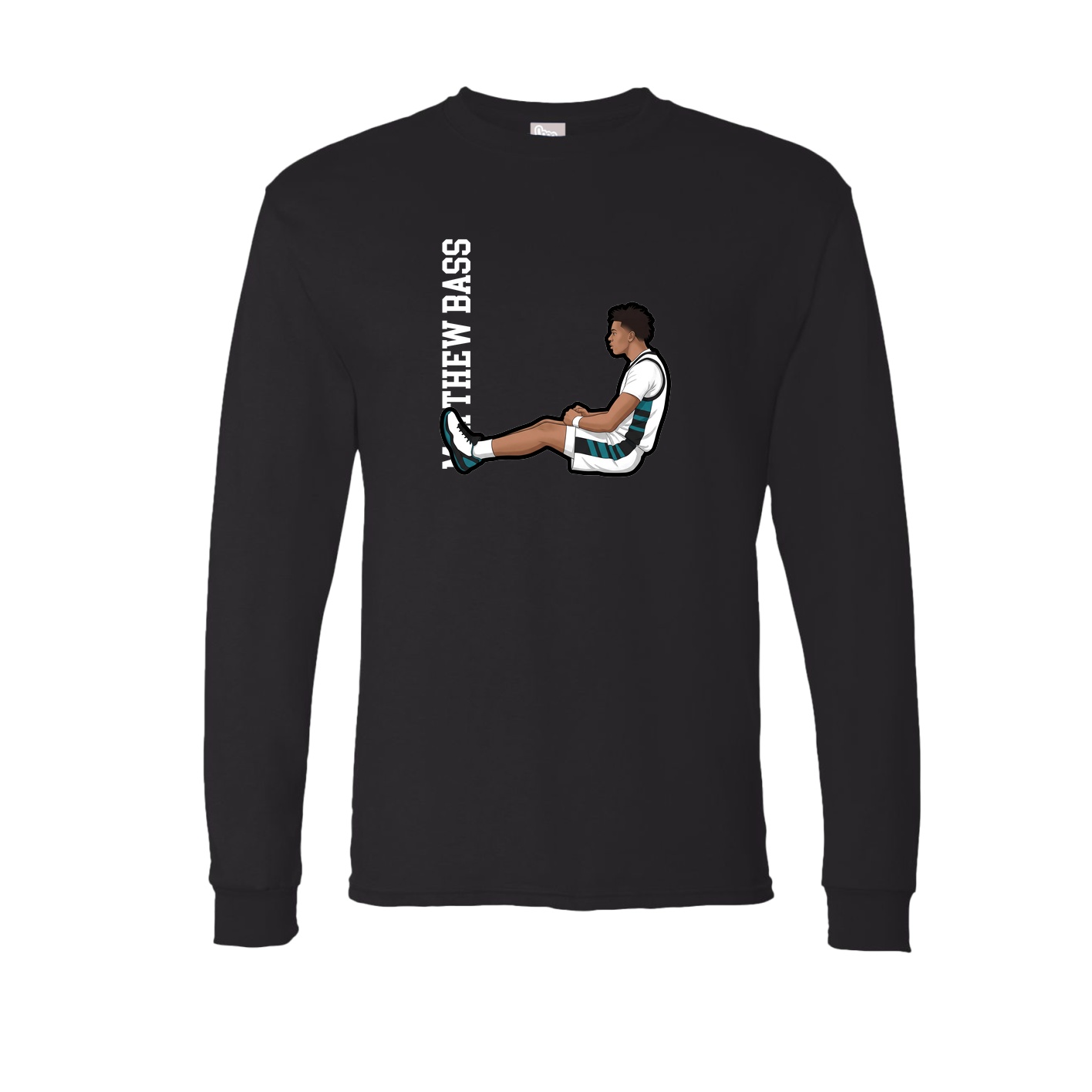 Long Sleeve Tee — Name Vertical in Black