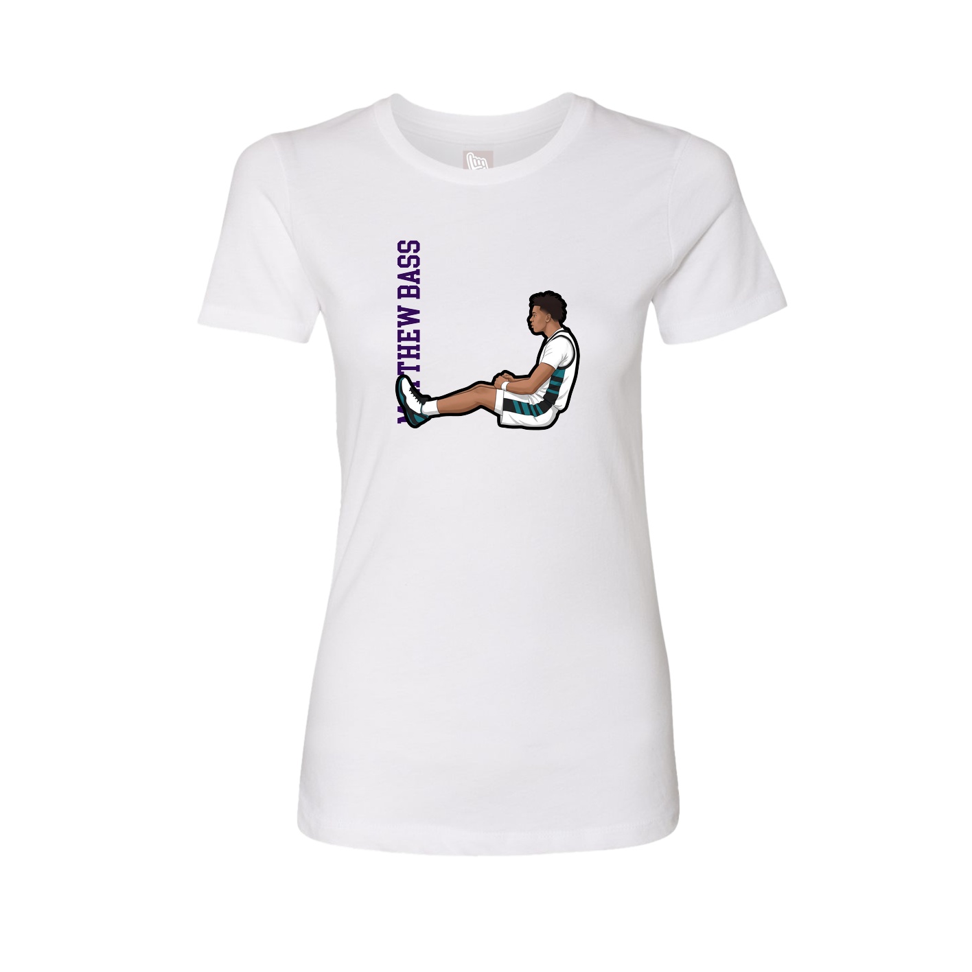 Womens Tee — Name Vertical in White