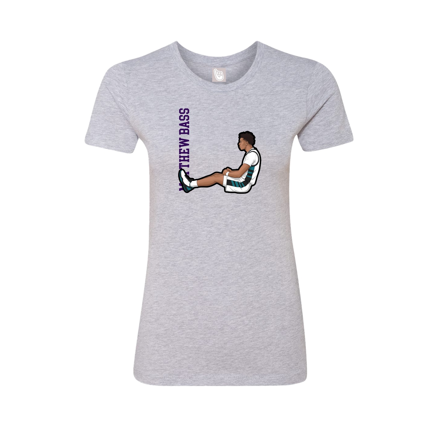 Fitted Women's Tee — Name Vertical in Grey