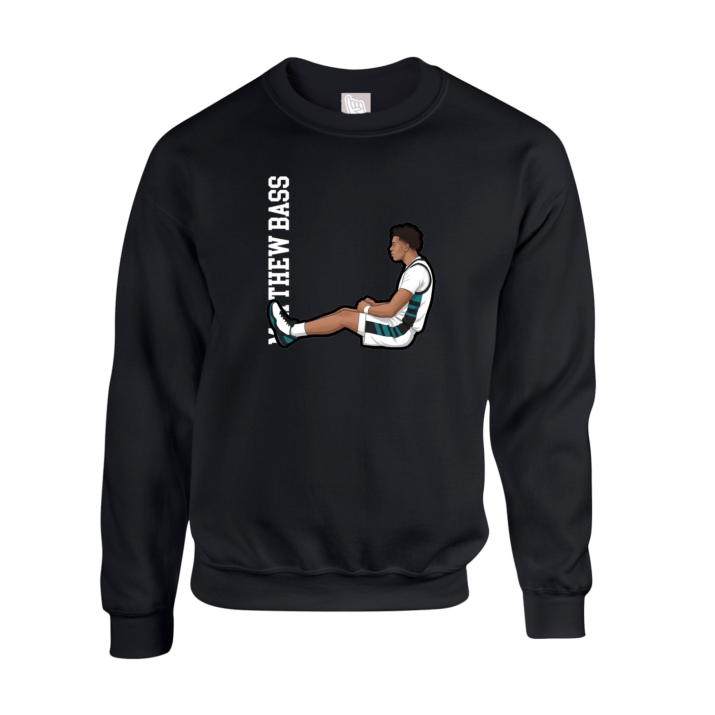 Fleece Crew — Name Vertical in Black