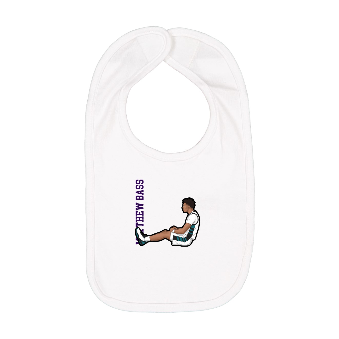 Infant Bib — Name Vertical in White