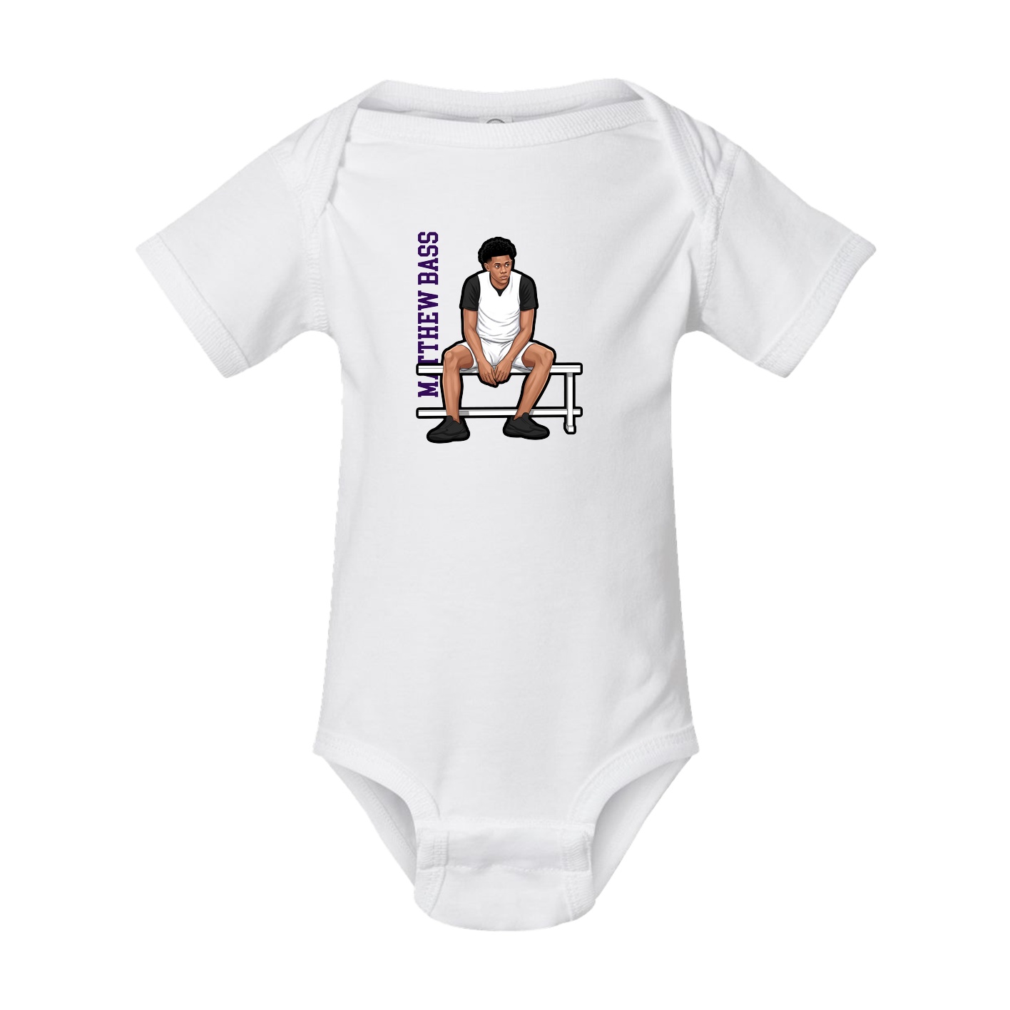 Baby Onesie — Name Vertical in White