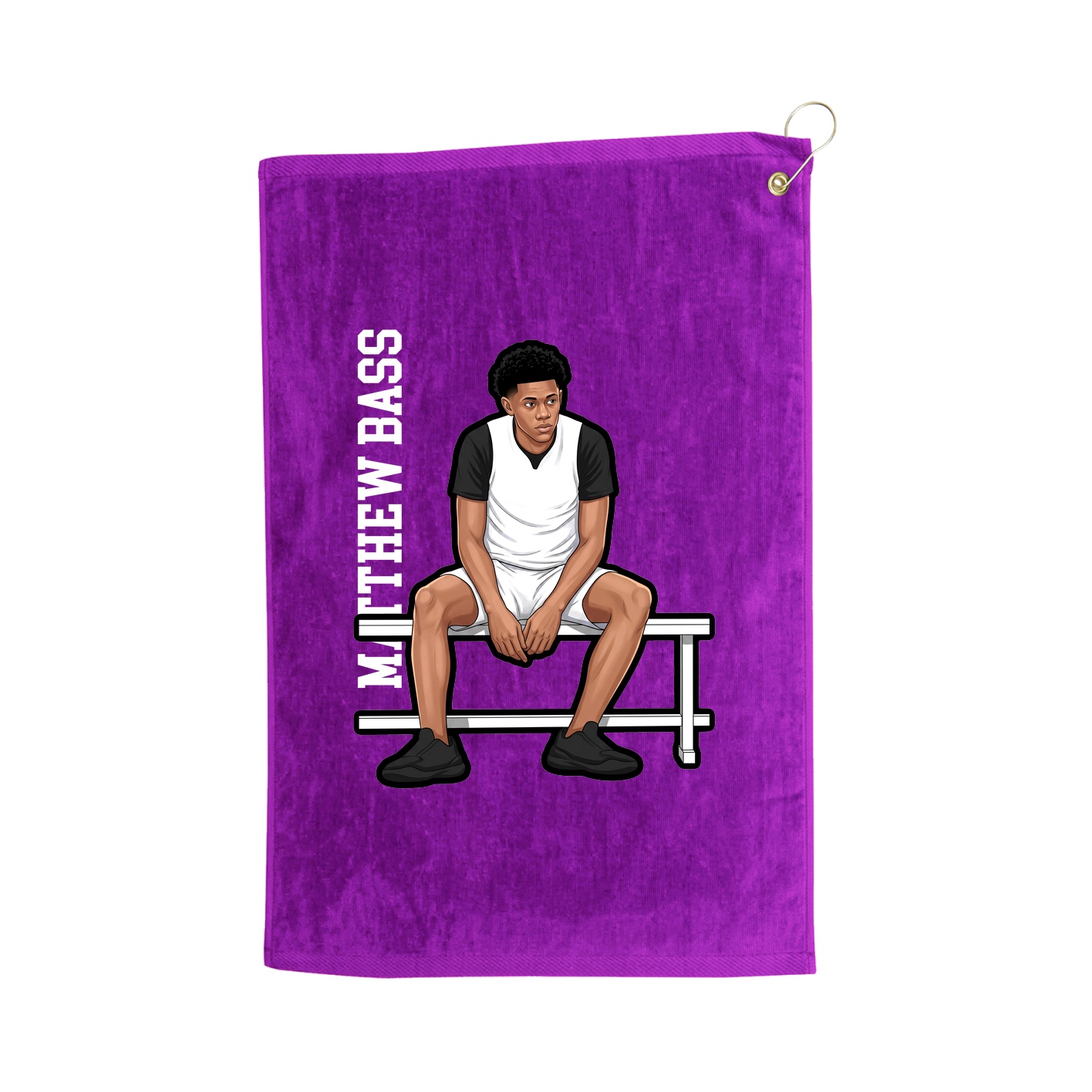 Golf Towel — Name Vertical in Purple