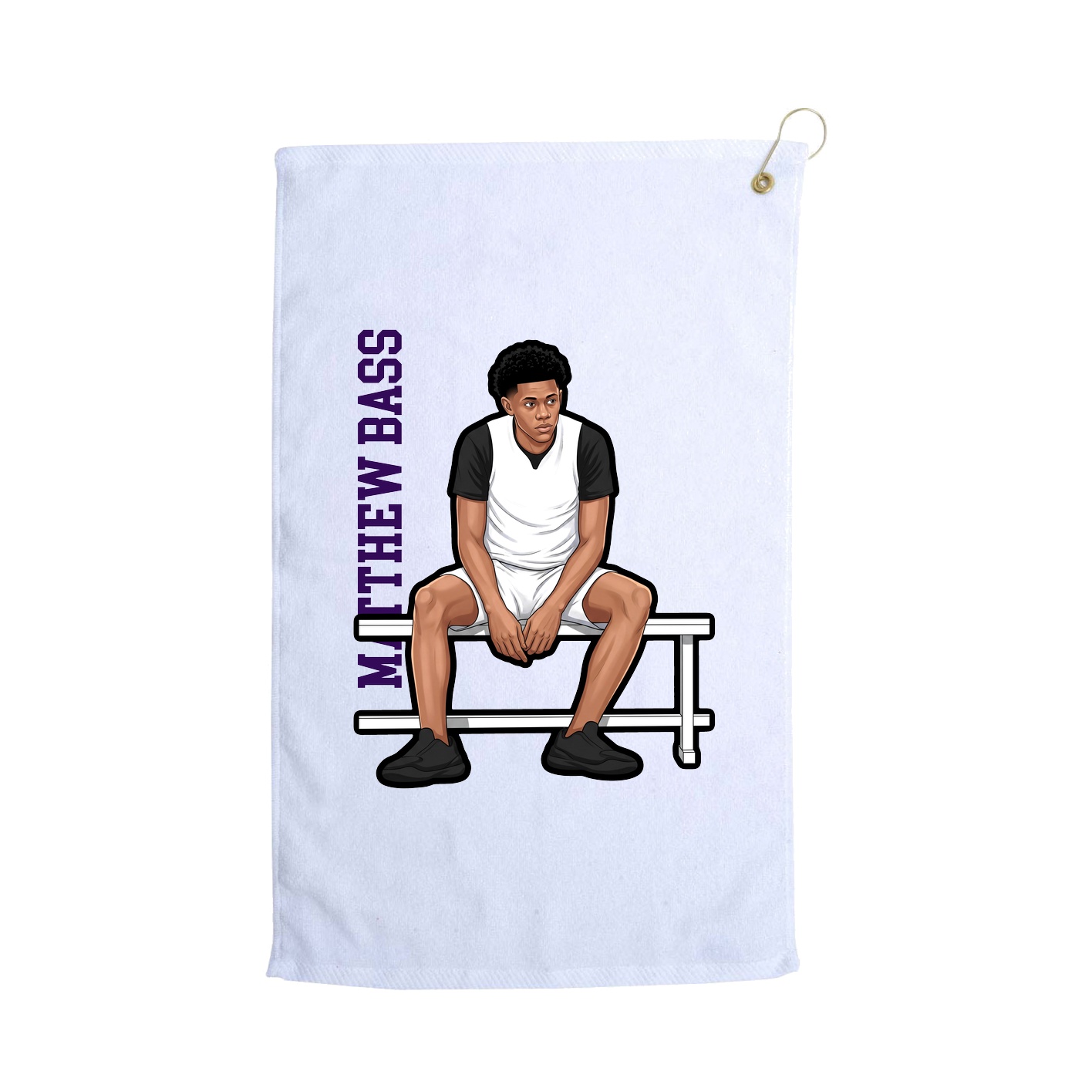 Golf Towel — Name Vertical in White