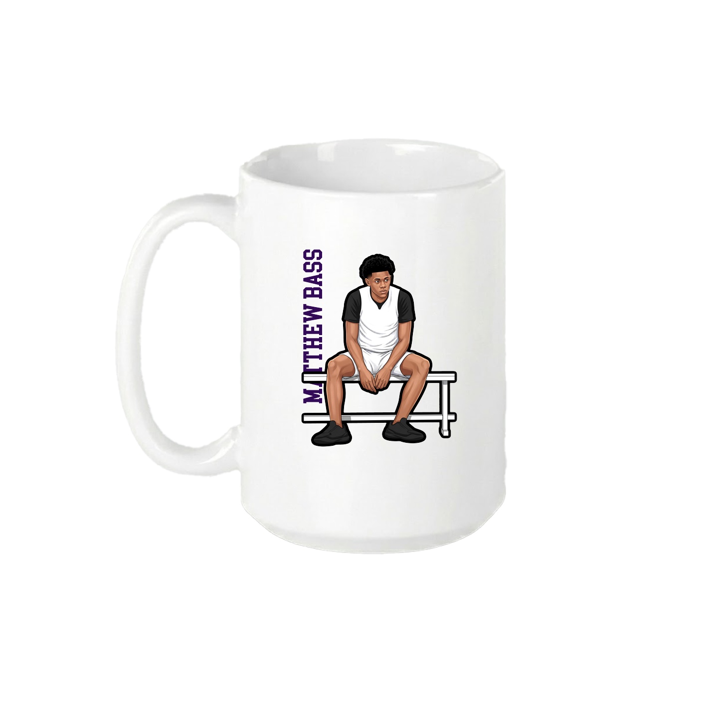 15oz Coffee Mug — Name Vertical in White