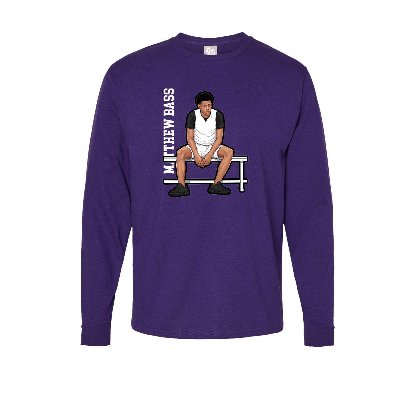 Long Sleeve Tee — Name Vertical in Purple