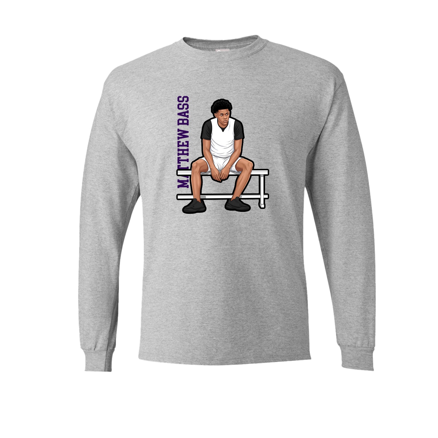 Long Sleeve Tee — Name Vertical in Grey