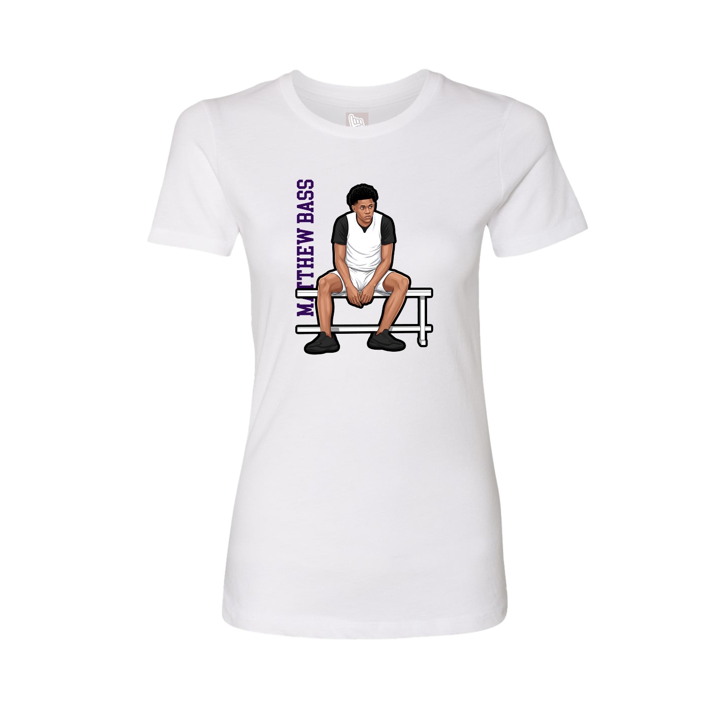 Womens Tee — Name Vertical in White