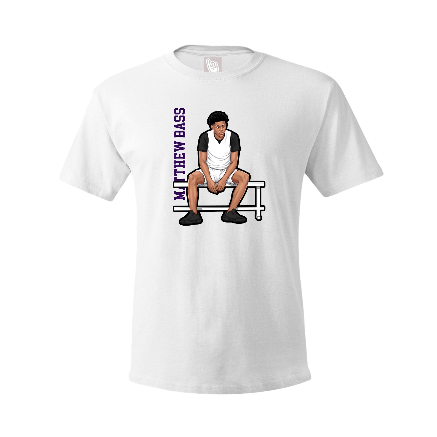 Youth Tee — Name Vertical in White
