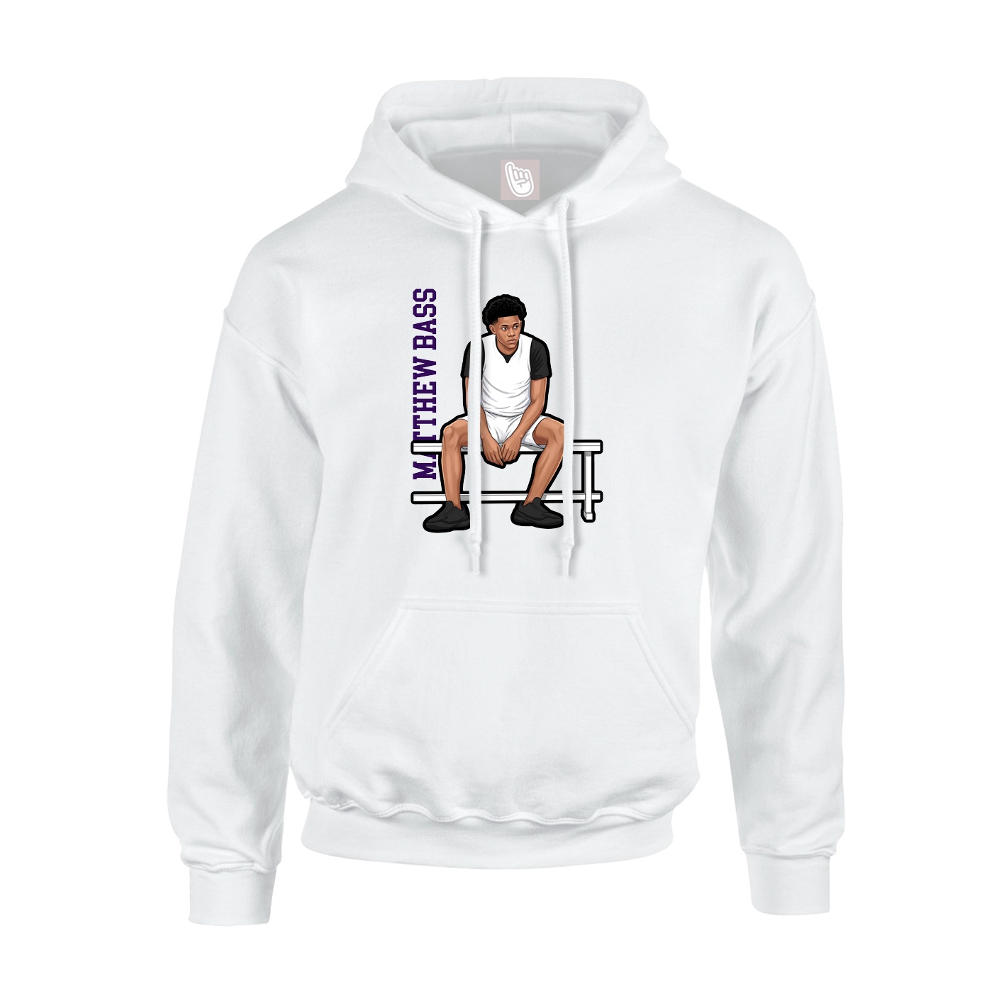 Hoodie — Name Vertical in White