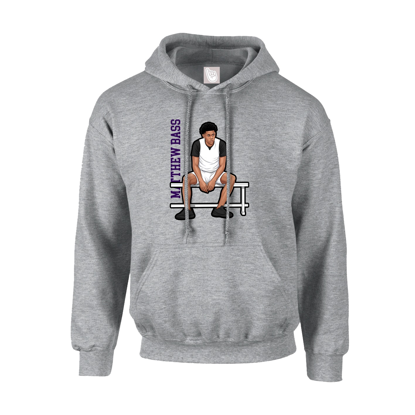 Youth Hoodie — Name Vertical in Grey