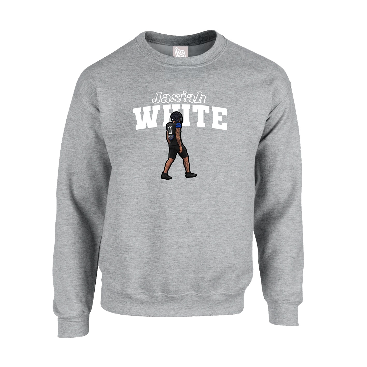 Fleece Crew — Name Arch in Grey
