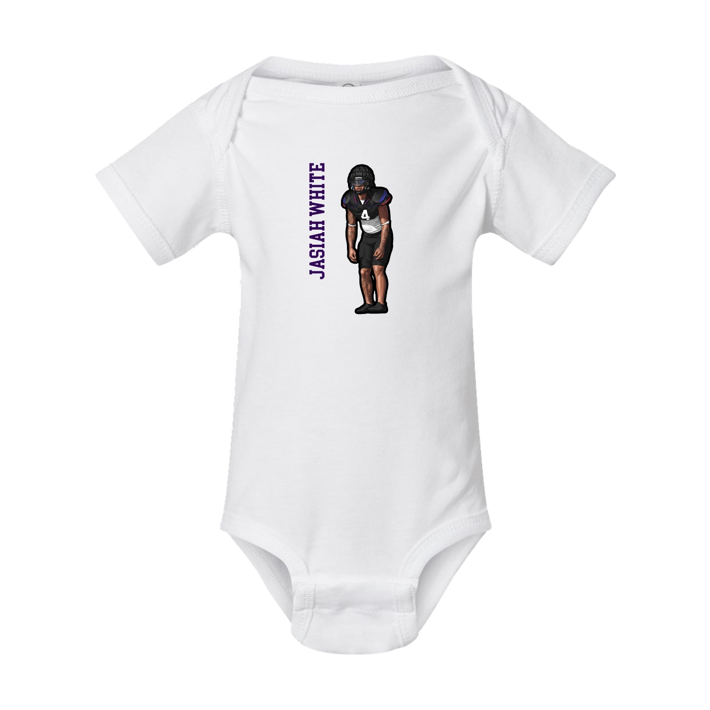 Baby Onesie — Name Vertical in White