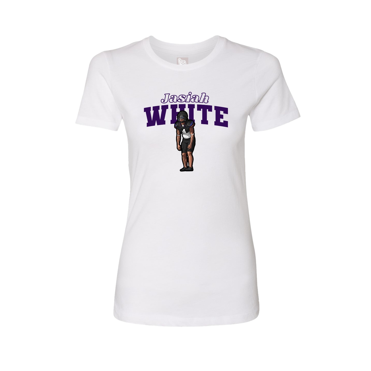 Fitted Women's Tee — Name Arch in White