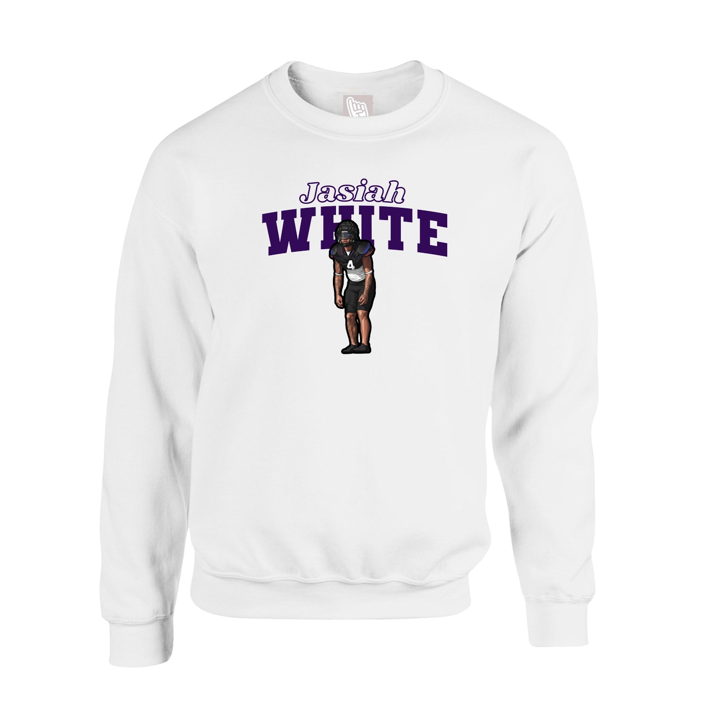 Fleece Crew — Name Arch in White