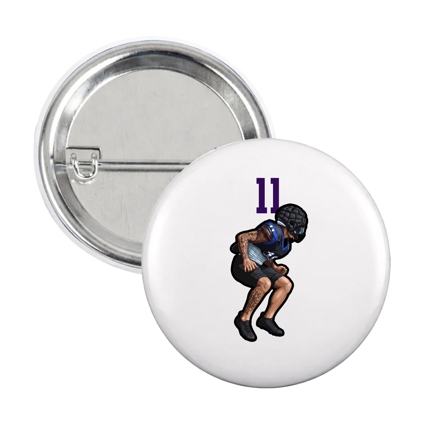 Game Day Button — Number Top in White