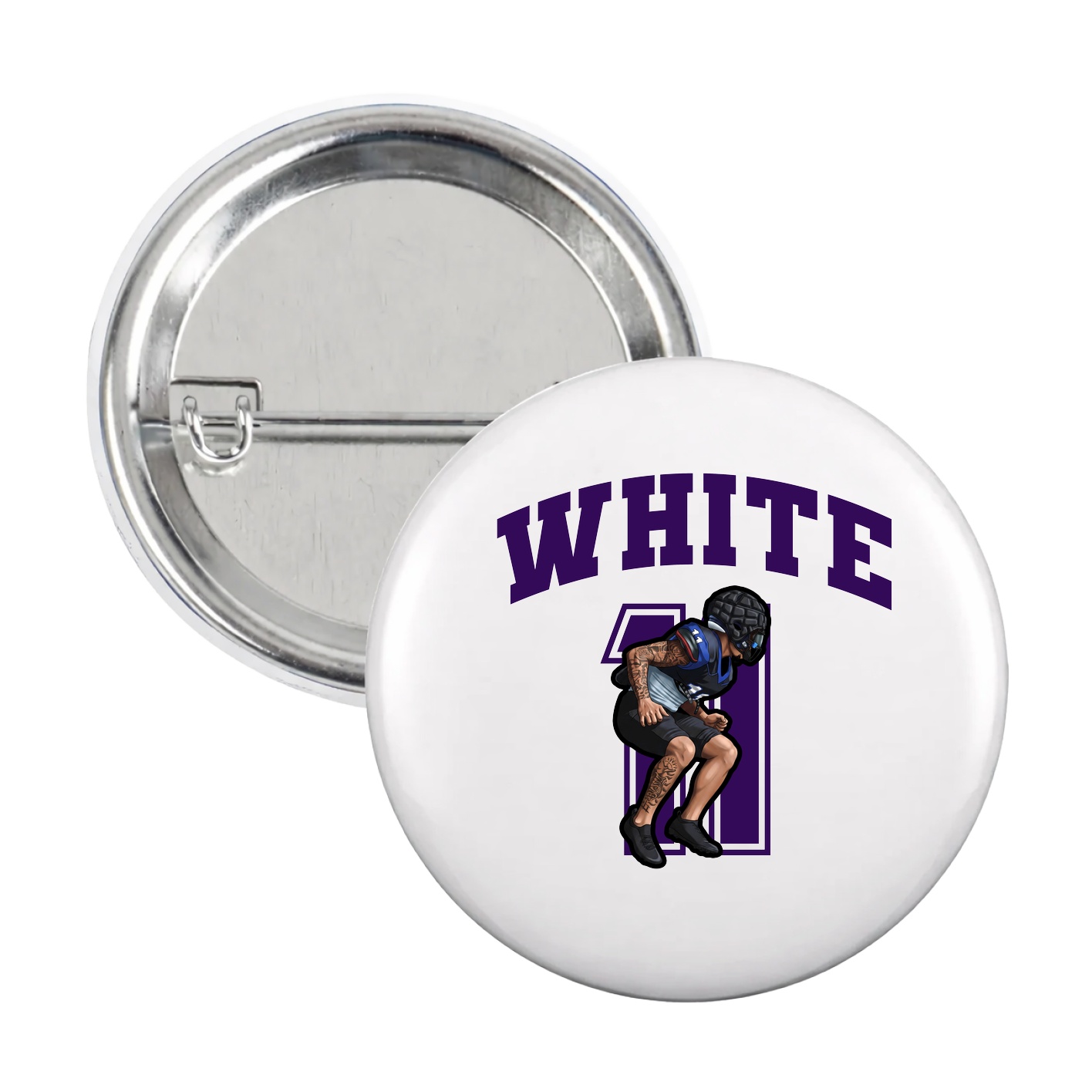 Game Day Button — Number in White
