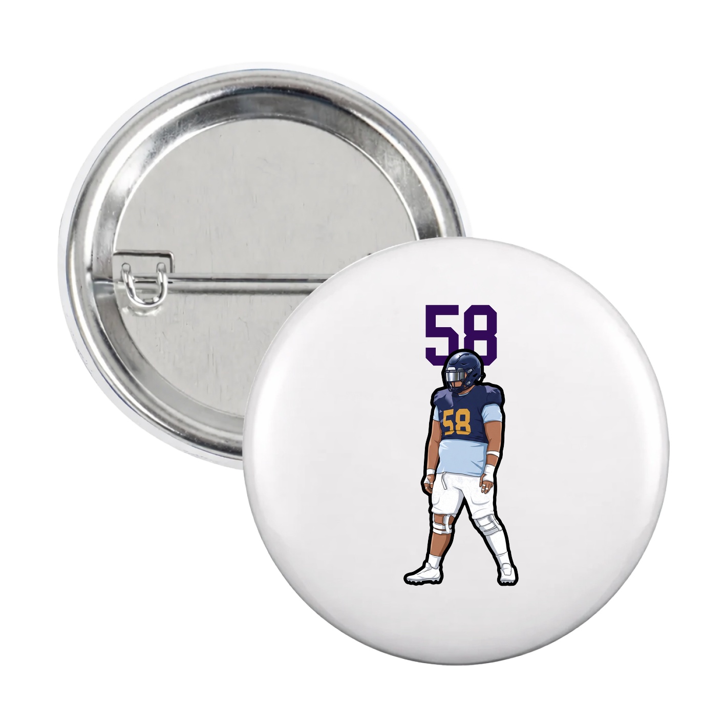 Game Day Button — Number Top in White