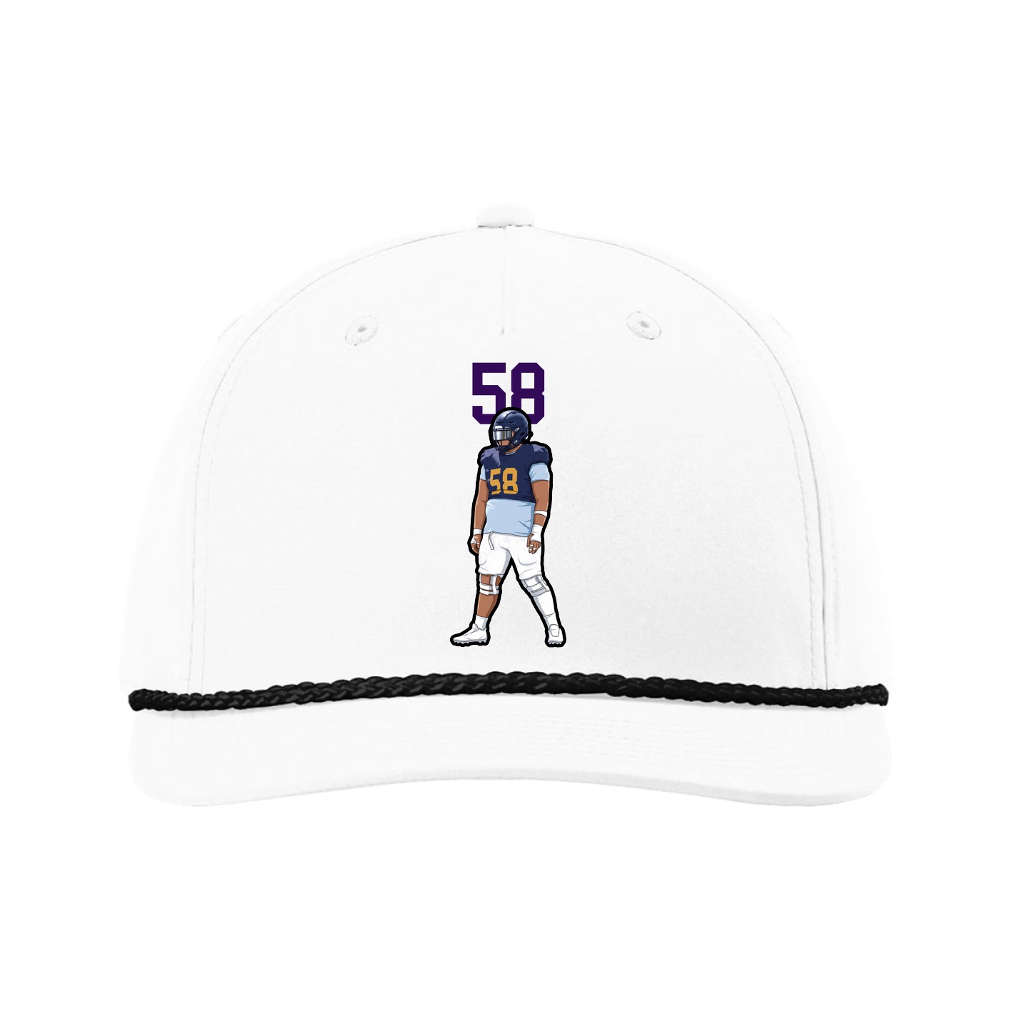 Five-Panel Classic Rope Cap — Number Top in White