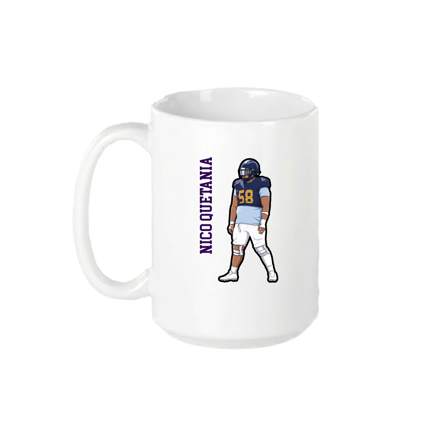 15oz Coffee Mug — Name Vertical in White