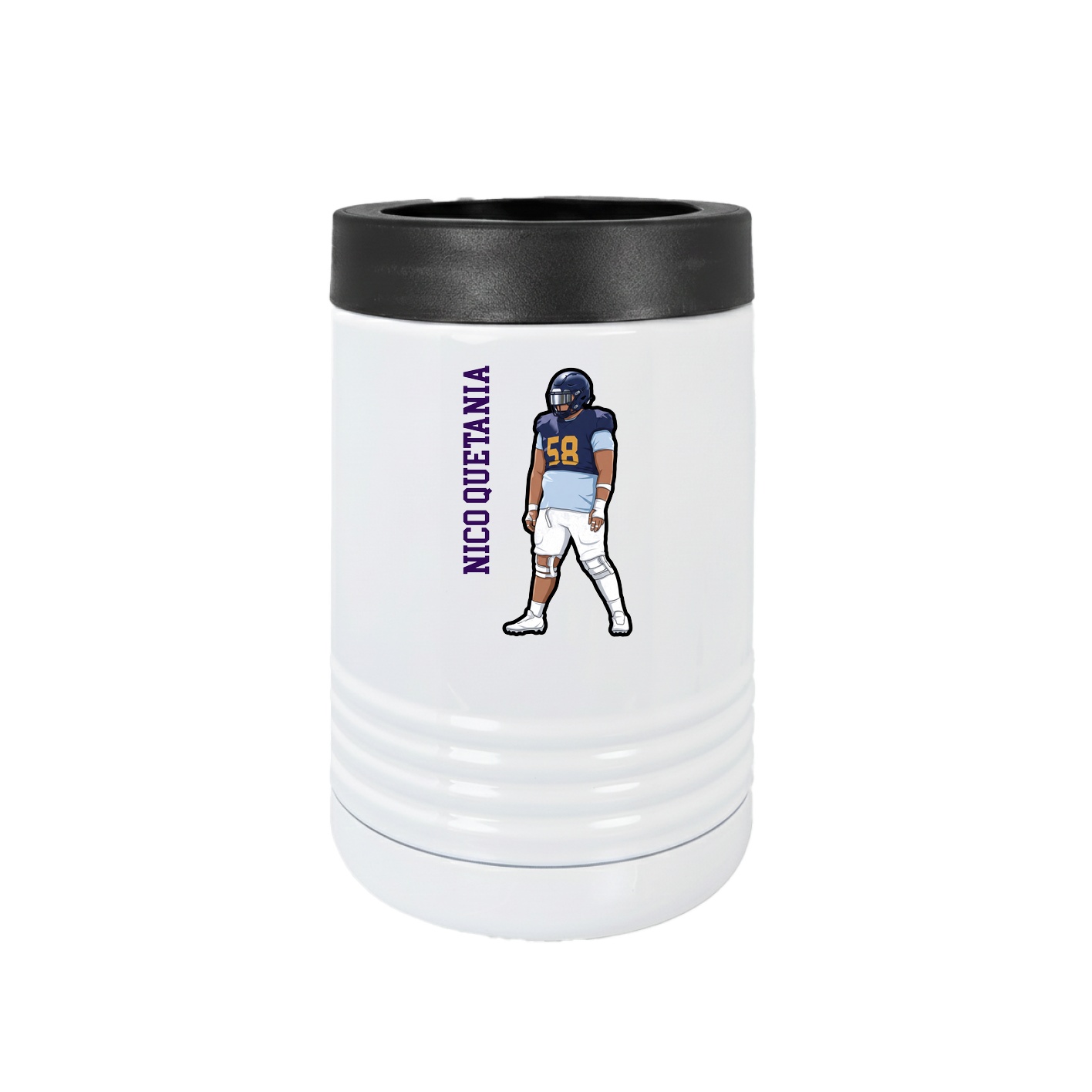 Beverage Holder — Name Vertical in White