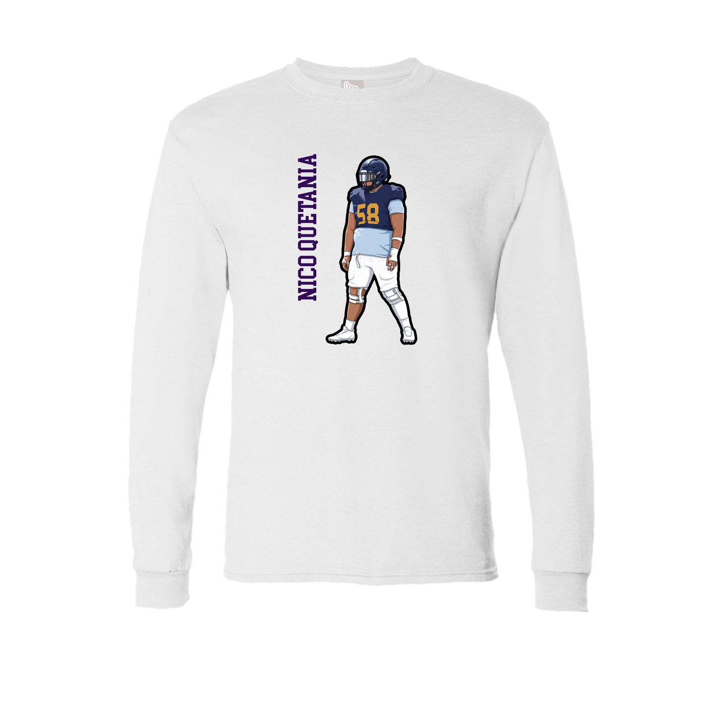 Long Sleeve Tee — Name Vertical in White