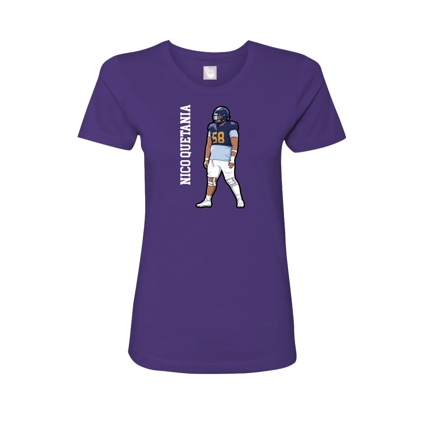 Fitted Women's Tee — Name Vertical in Purple