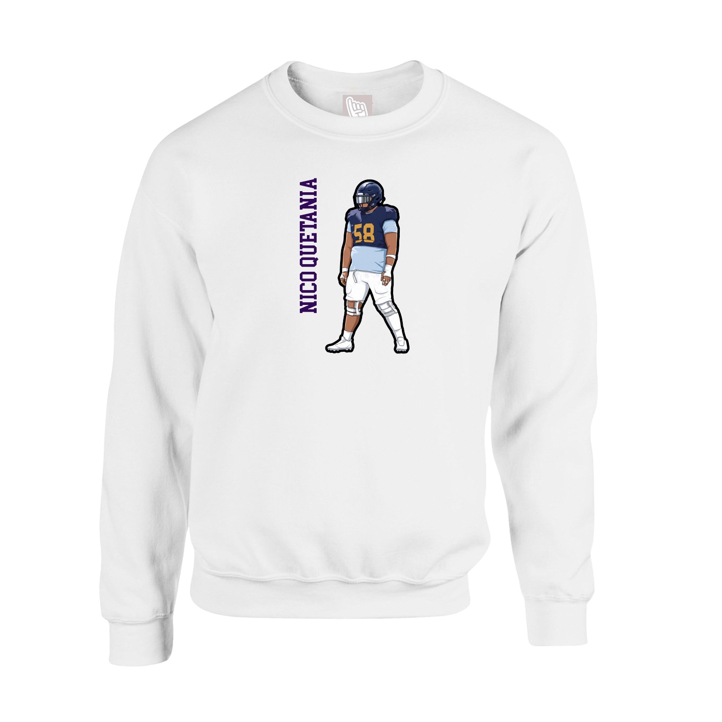 Fleece Crew — Name Vertical in White