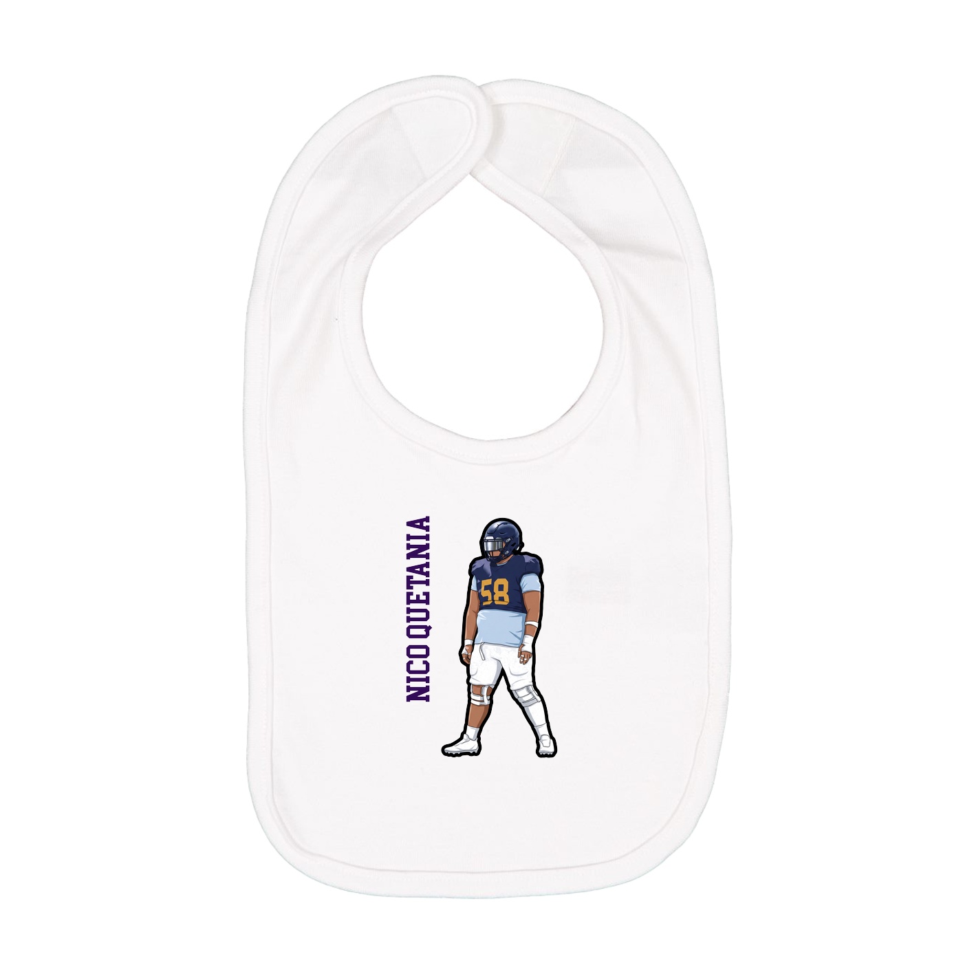 Infant Bib — Name Vertical in White