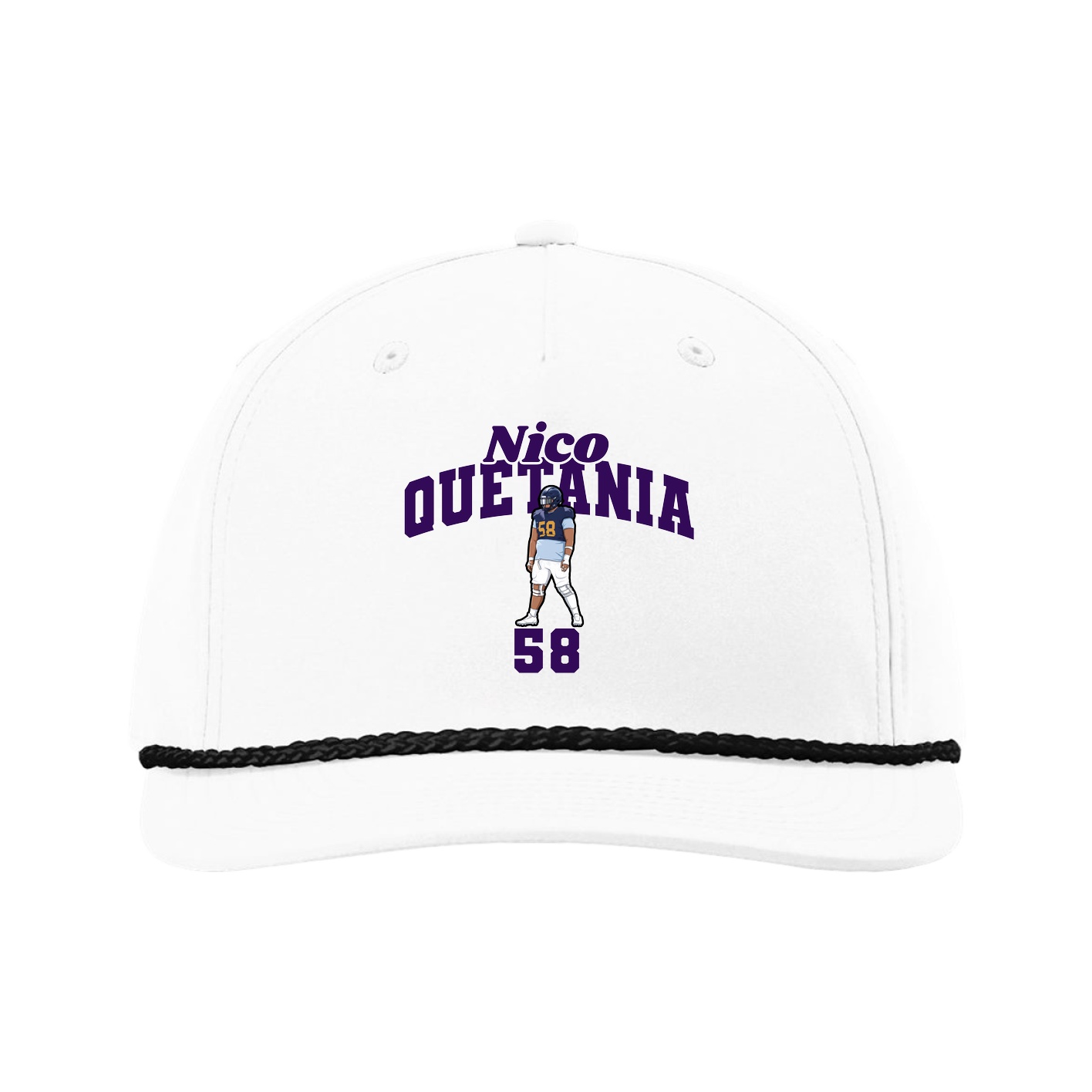 Five-Panel Classic Rope Cap — Signature Arch in White