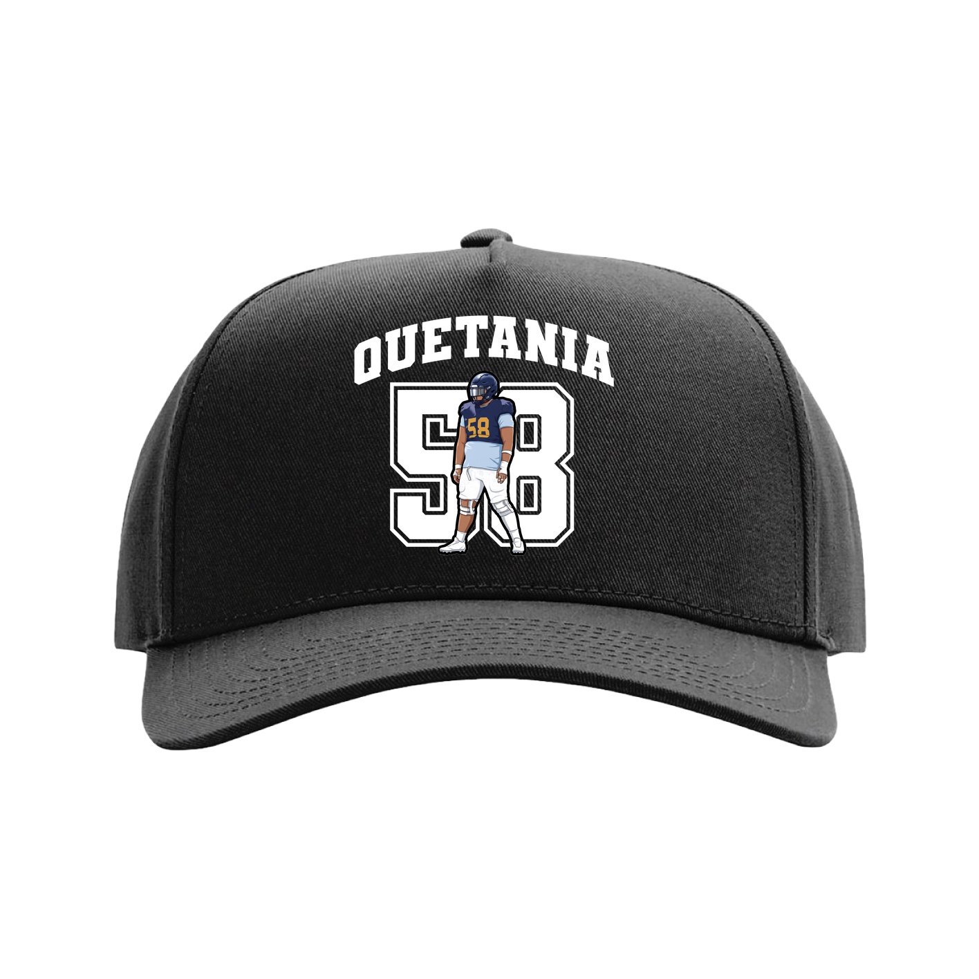 Full Fabric Five-Panel Champ Cap — Number in Black