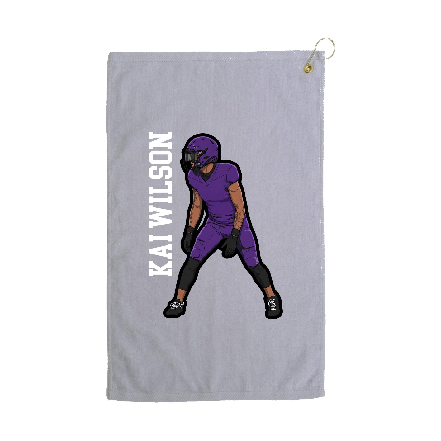 Golf Towel — Name Vertical in Grey