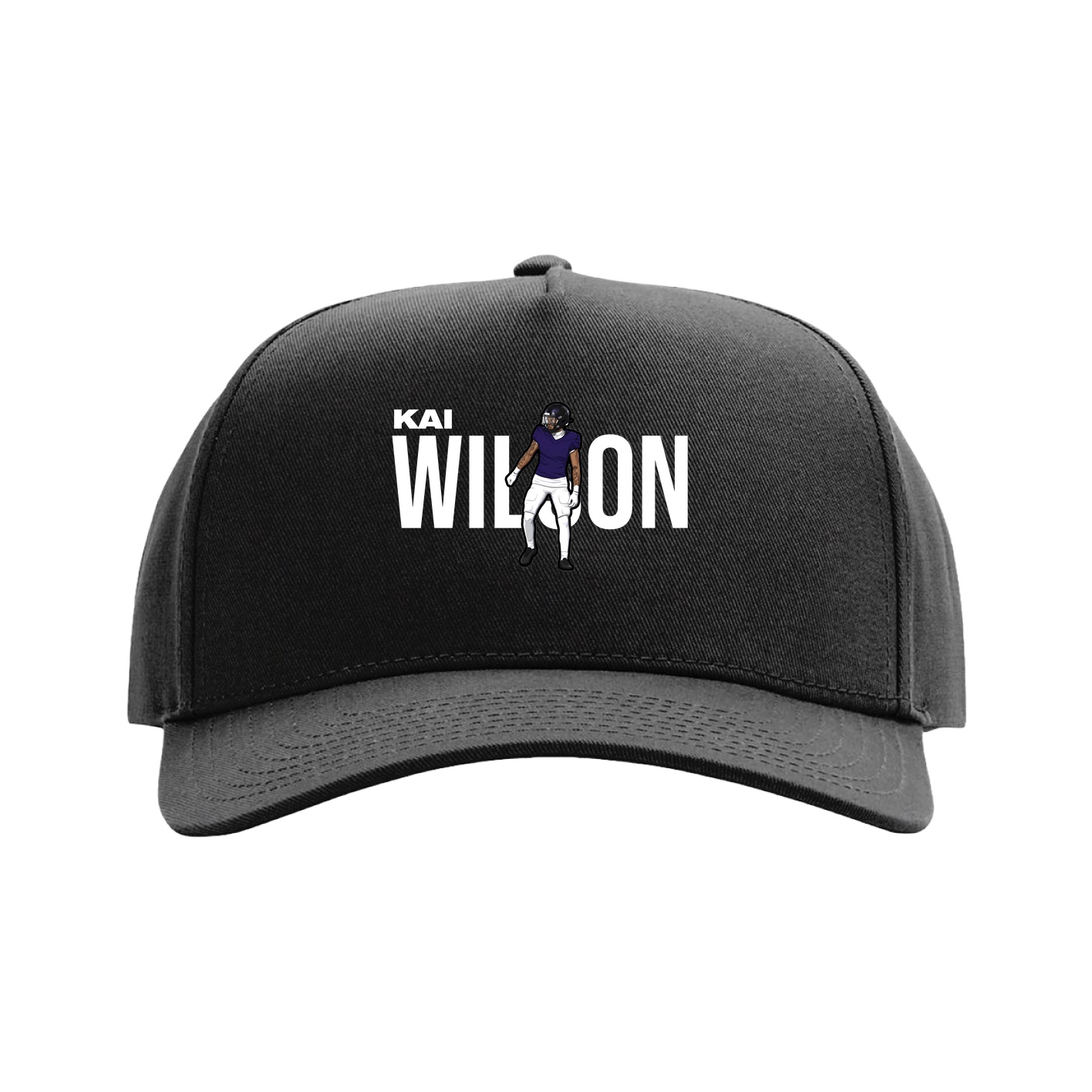 Full Fabric Five-Panel Champ Cap — Player Name in Black