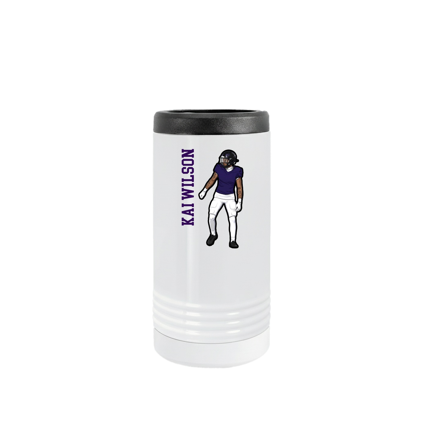 Slim Beverage Holder — Name Vertical in White