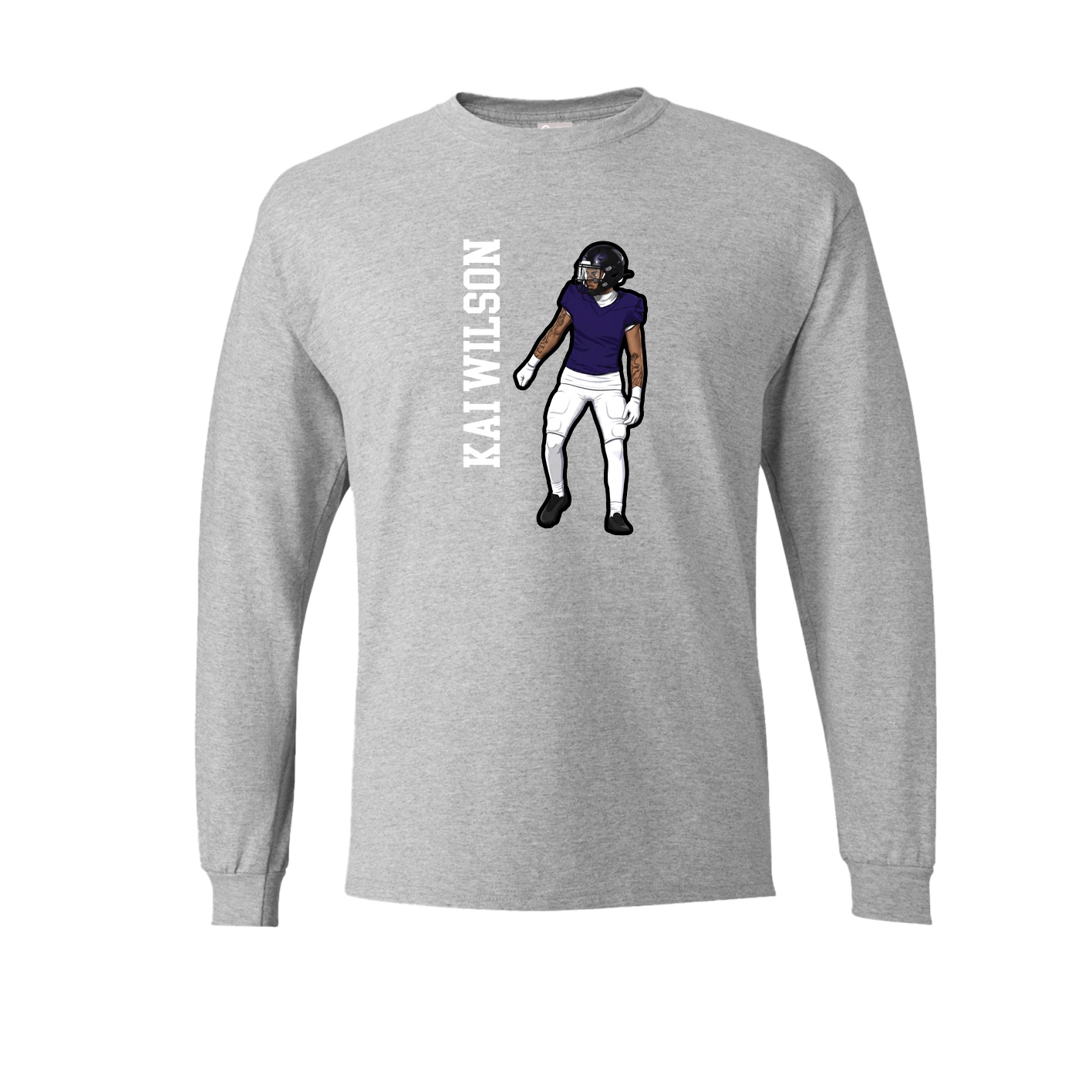 Long Sleeve Tee — Name Vertical in Grey