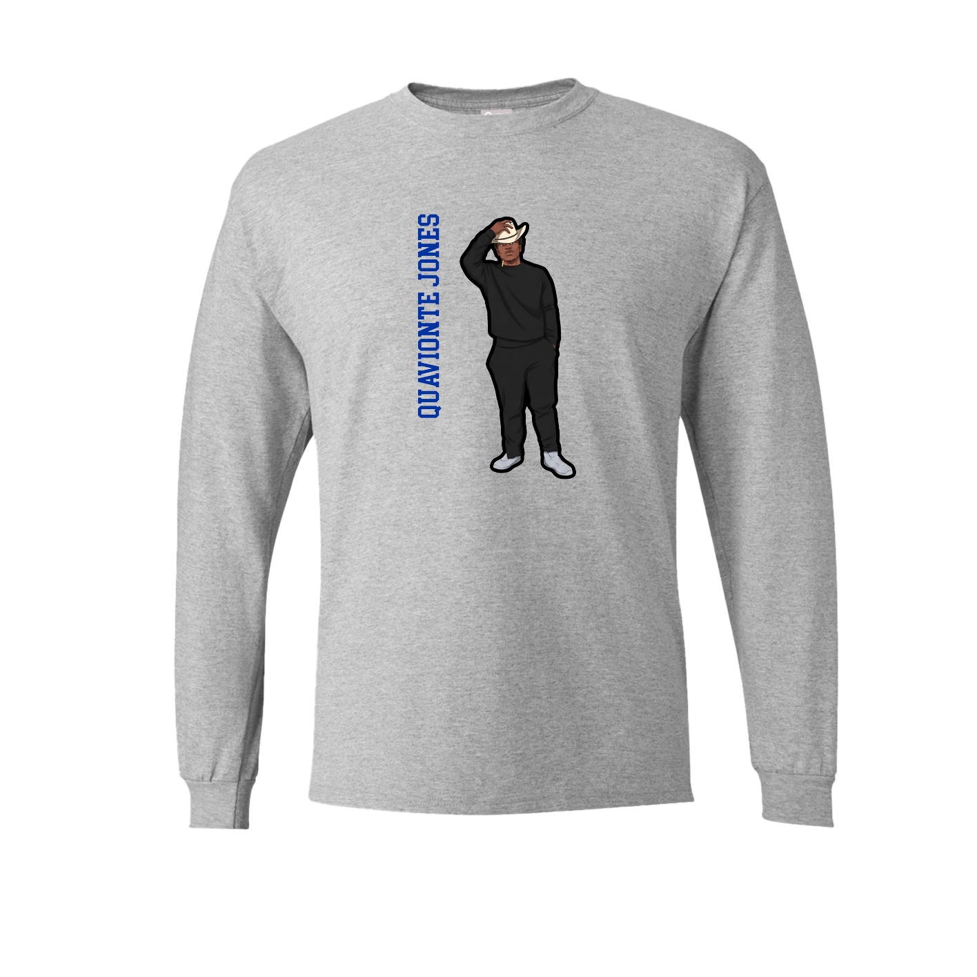 Long Sleeve Tee — Name Vertical in Grey