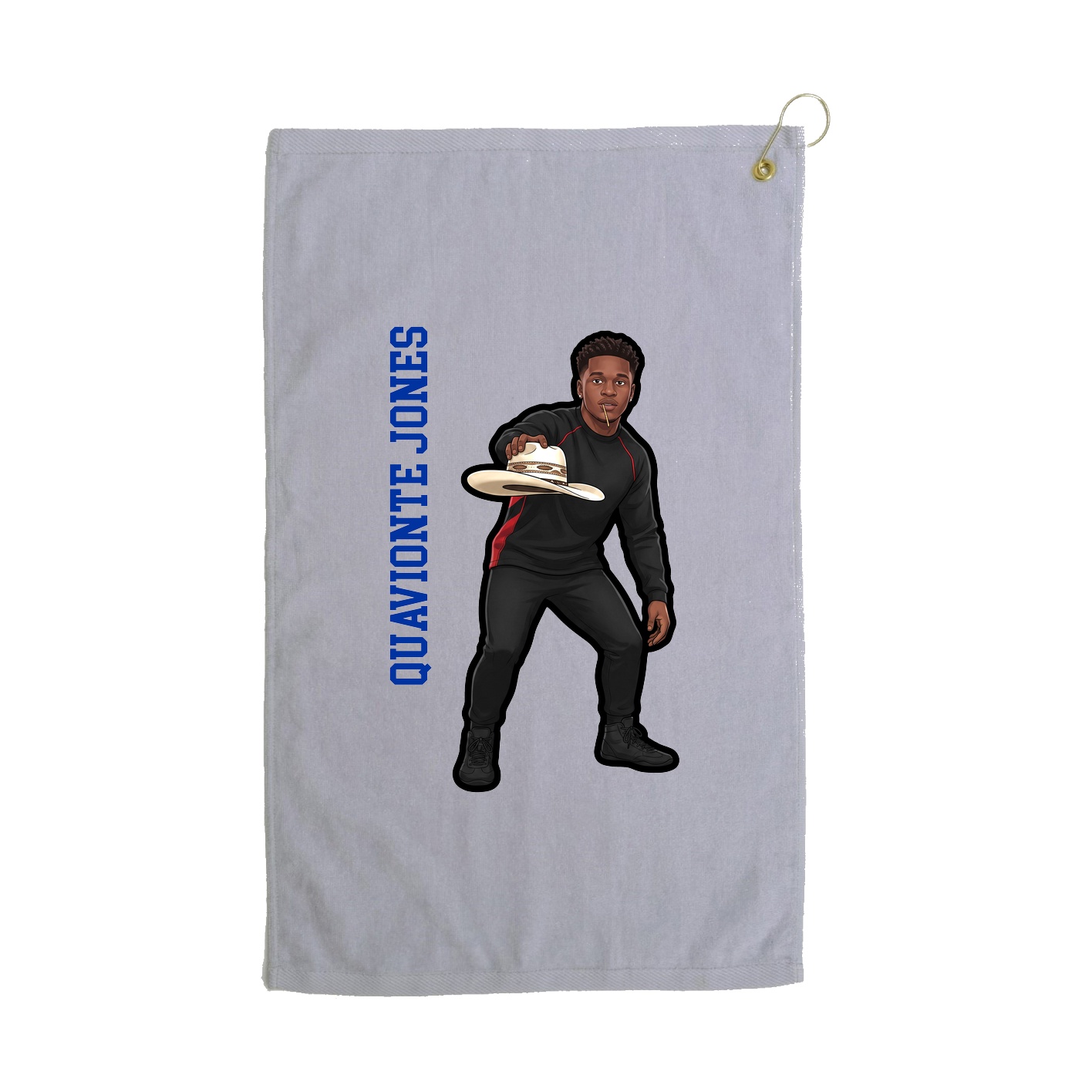 Golf Towel — Name Vertical in Grey