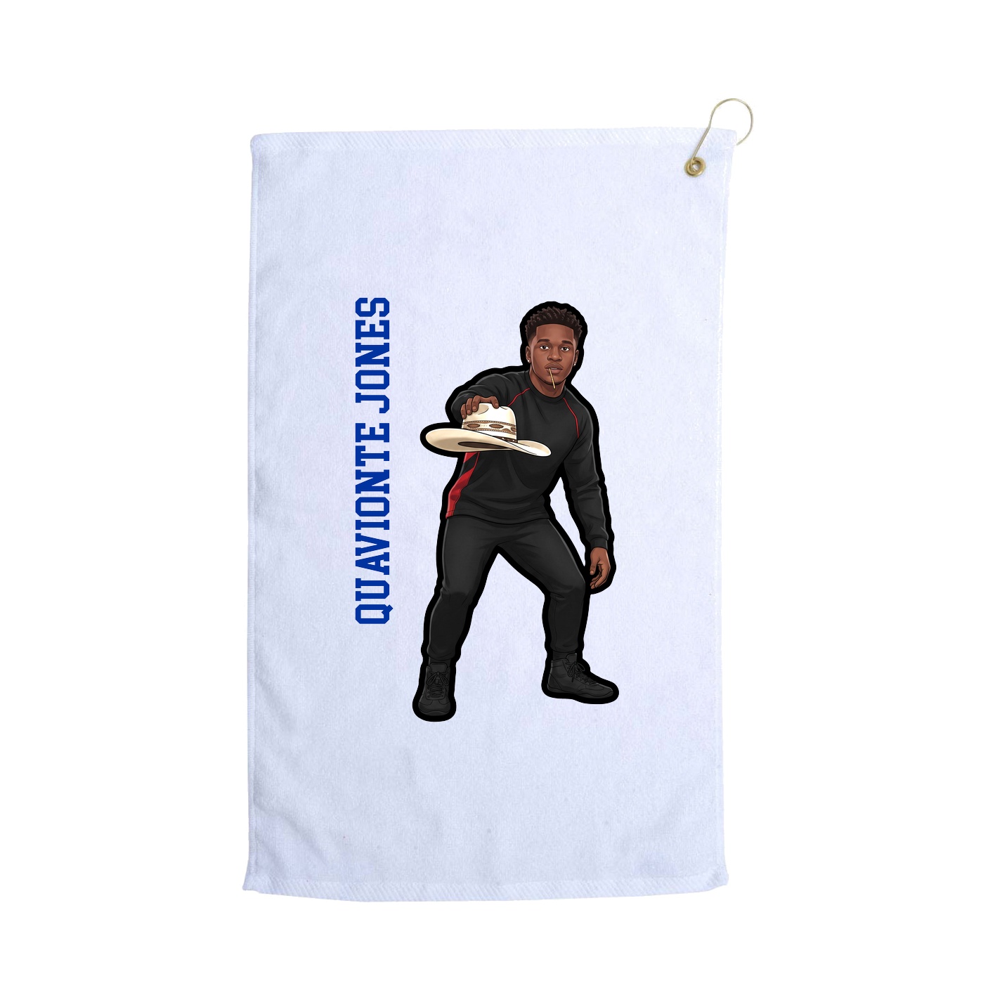 Golf Towel — Name Vertical in White